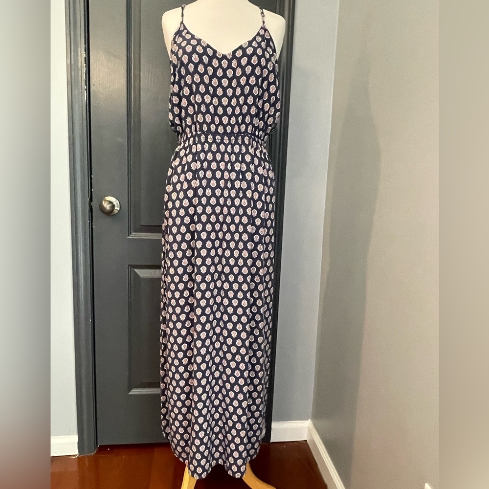 GAP Floral Navy Beachy Side Split Maxi Dress